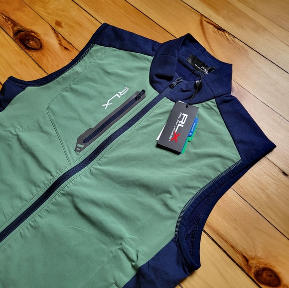 New Ralph Lauren RLX Golf Vest Mens Small Green Performance Stretch Full Zip - Picture 4 of 14